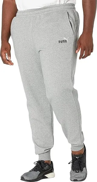 PUMA Big Tall Essentials+ Embroidery Logo Fleece Sweatpants (Medium Gray Heather) Men's Clothing