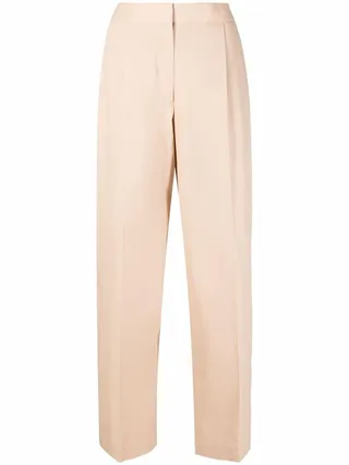 High-Waisted Cotton Trousers