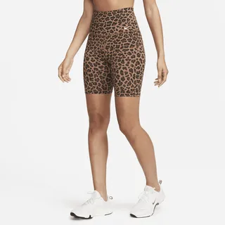 Nike Women's One High-Waisted 7" Leopard Print Biker Shorts in Brown