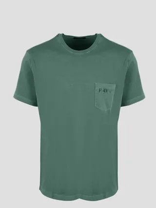 Fay T-shirt in frosted effect cotton jersey with logoed pocket on the chest.