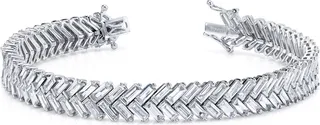 Women's 18k White Gold Zipper Diamond Tennis Bracelet