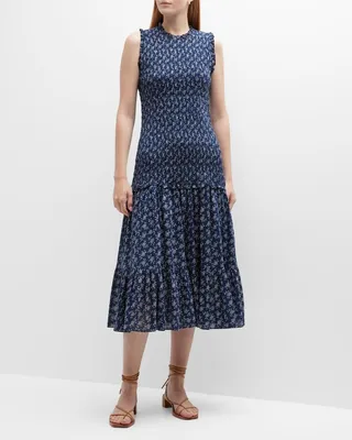 Verena Floral Smocked Fit-and-Flare Midi Dress