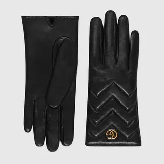 GG Marmont chevron leather gloves
