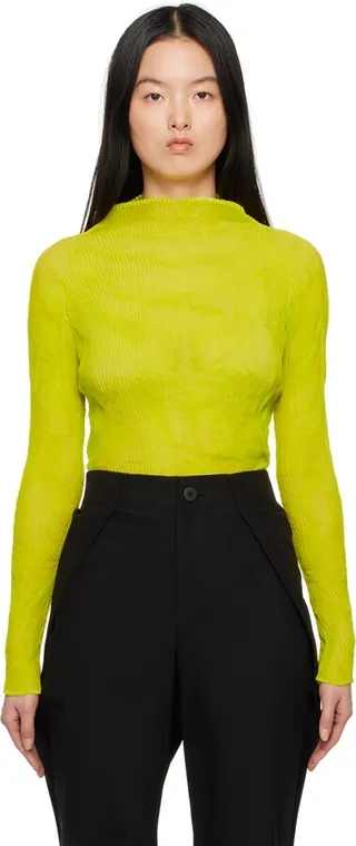 Issey Miyake Yellow Chiffon Twist 1 Turtleneck