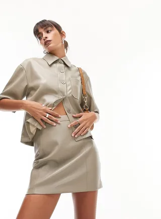 Pu High Waist Mini Skirt