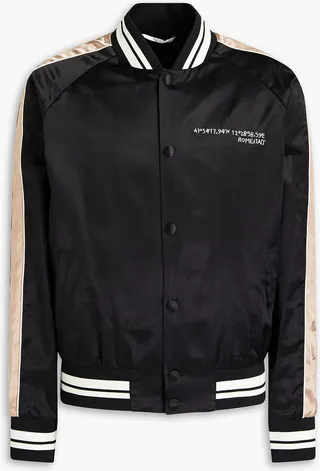 Embellished satin bomber jacket