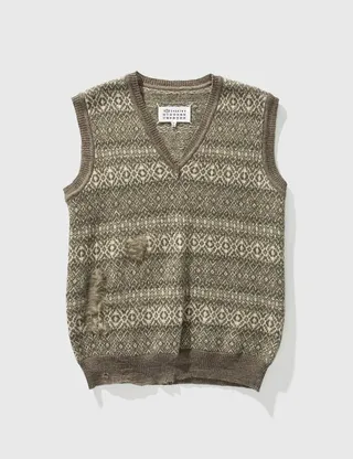 Distressed Wool Knit Vest