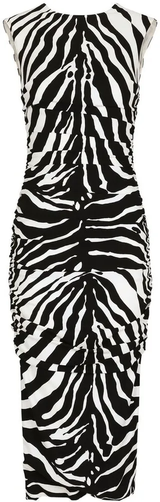 Zebra-Print Midi Pencil Dress