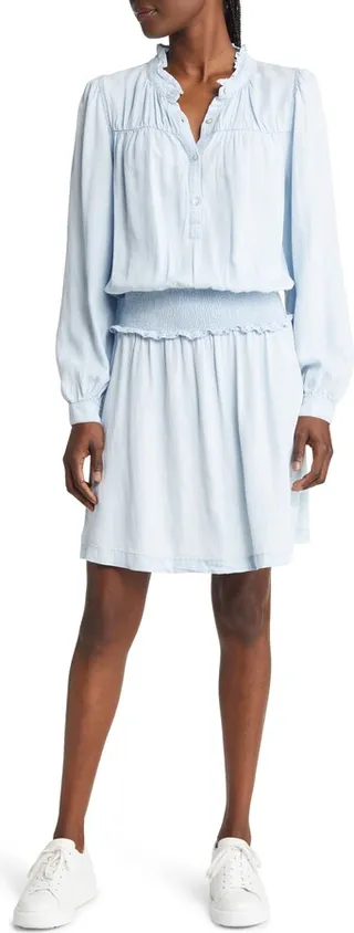 Shawna Smocked Waist Chambray Minidress