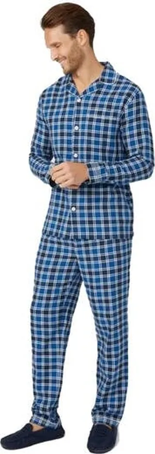 Debenhams Mens Herringbone Woven Pajama Set - Blue