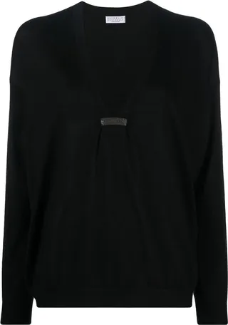 V-neck knitted jumper