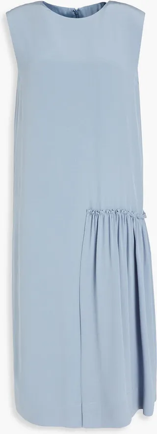 Gathered silk crepe de chine dress