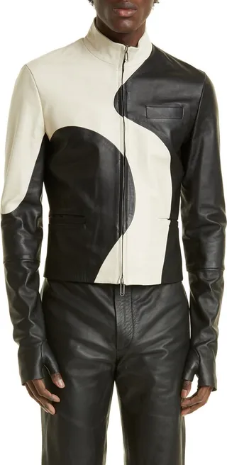 Colorblock Leather Jacket