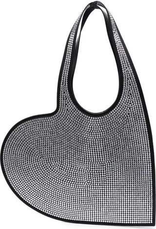 Crystal-embellished Mini Heart Tote Bag