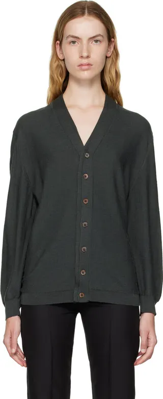 LEMAIRE Black V-Neck Cardigan