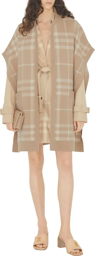 Carly Check Wool & Cashmere Cape