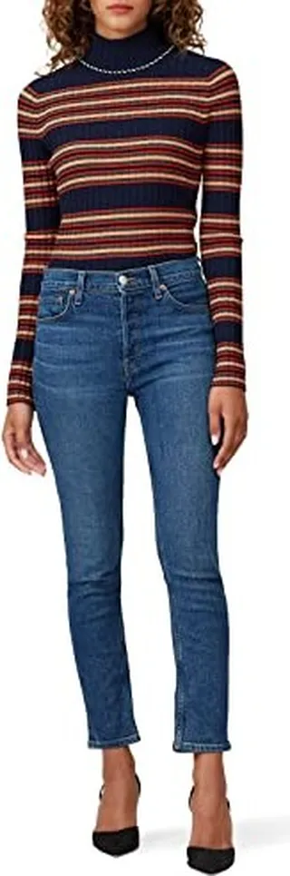 Tory Burch Rent the Runway Pre-Loved Navy Striped Turtleneck