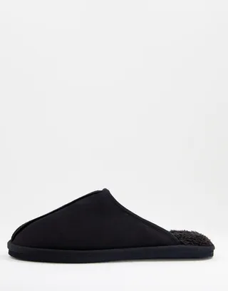 Jack & Jones faux-suede slippers in black