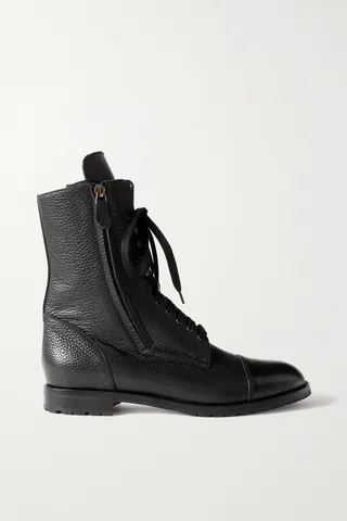 Manolo Blahnik - Campcha Textured-leather Ankle Boots - Black
