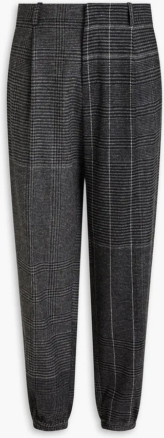 Tapered Prince of Wales checked wool pants