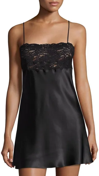 Bijoux Lace-Trim Silk Chemise