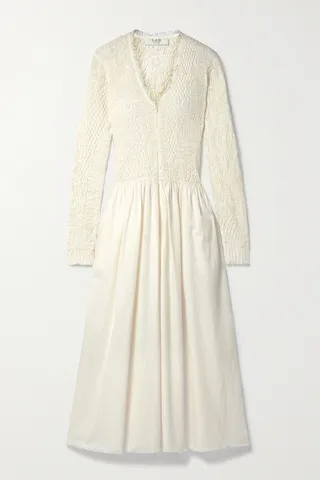 Sea - Casey Shirred Cotton-poplin Midi Dress - White