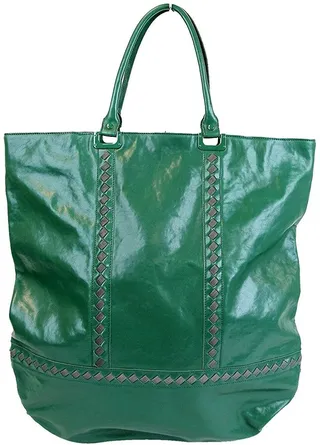 Bottega Veneta Unisex Leather Woven Detail Tote Bag