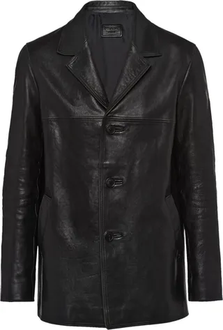 Single-Breasted Leather Coat