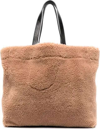 Faux-Shearling Design Tote Bag