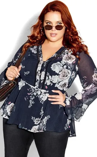 CITY CHIC | Women's Plus Size Amelie Top - navy - 18W