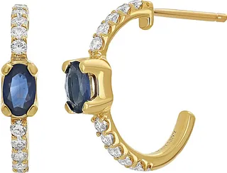 Sapphire & Diamond Hoop Earrings