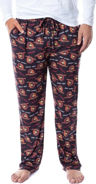 Mortal Kombat Mens' Dragon Finish Him Fatality Sleep Pajama Pants (Small) Black