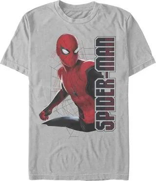 Men's Marvel Spider-Man: Far From Home Web Coordinates T-Shirt - Silver - Large