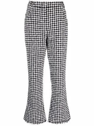 Houndstooth-Pattern Cropped Trousers