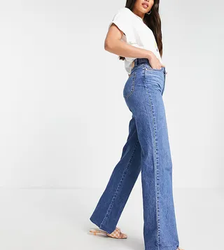 Stradivarius Tall 90s dad jean in medium blue