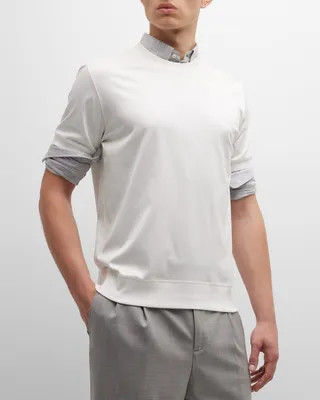 Men's Cotton-Stretch Short-Sleeve Sweatshirt