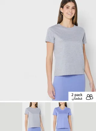 2 Pack V Neck & Crew Neck T-Shirt