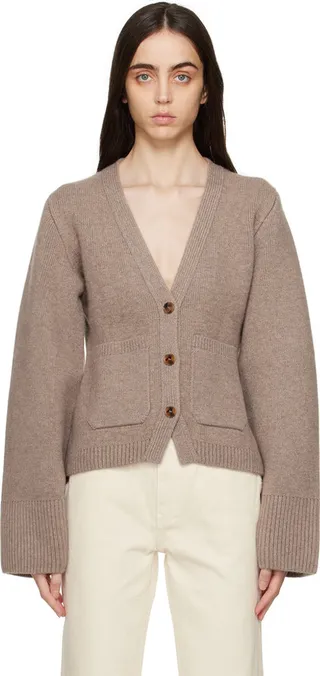 KHAITE Taupe Scarlet Cardigan