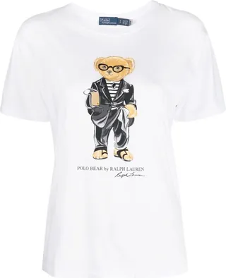White Polo Bear PrintT-Shirt