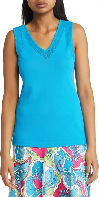 Mesh Stitch V-Neck Sweater Tank