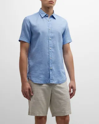 Men's Short Sleeve Linen Sport Shirt
