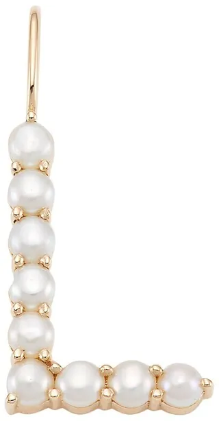 Large 14K Gold & Pearl Initial Charm