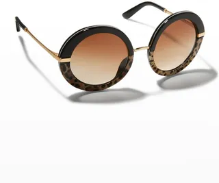 Round Acetate & Plastic Sunglasses