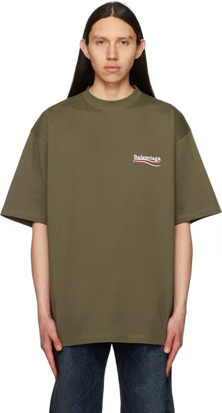 Balenciaga Khaki Political Campaign T-Shirt