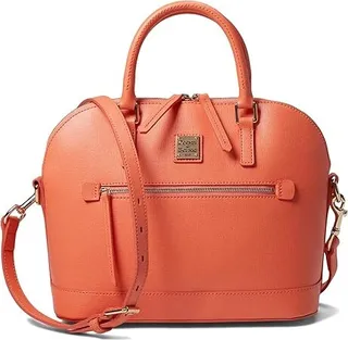 Dooney & Bourke Saffiano Domed Zip Satchel (Coral) Handbags