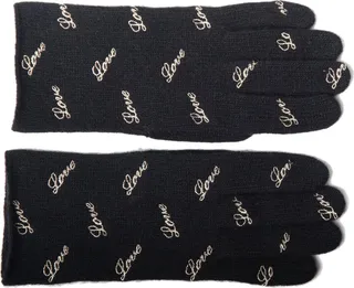 Cashmere gloves with "LOVE" embroidery