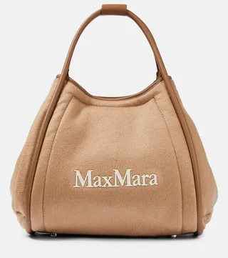Marin leather-trimmed cashmere tote
