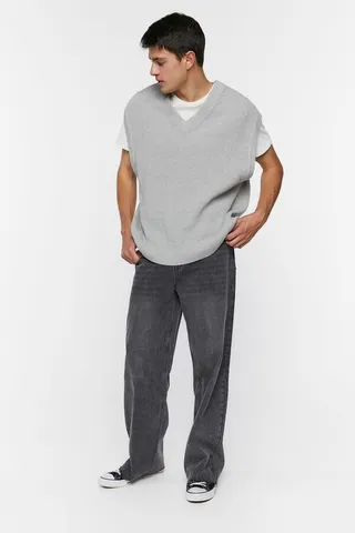 Wide-Leg Whiskered Jeans