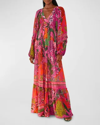 Cool Leopards Plunge Open-Back Maxi Dress