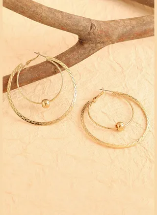 Gold Plated Party Designer Stone Hoop Earring For Women